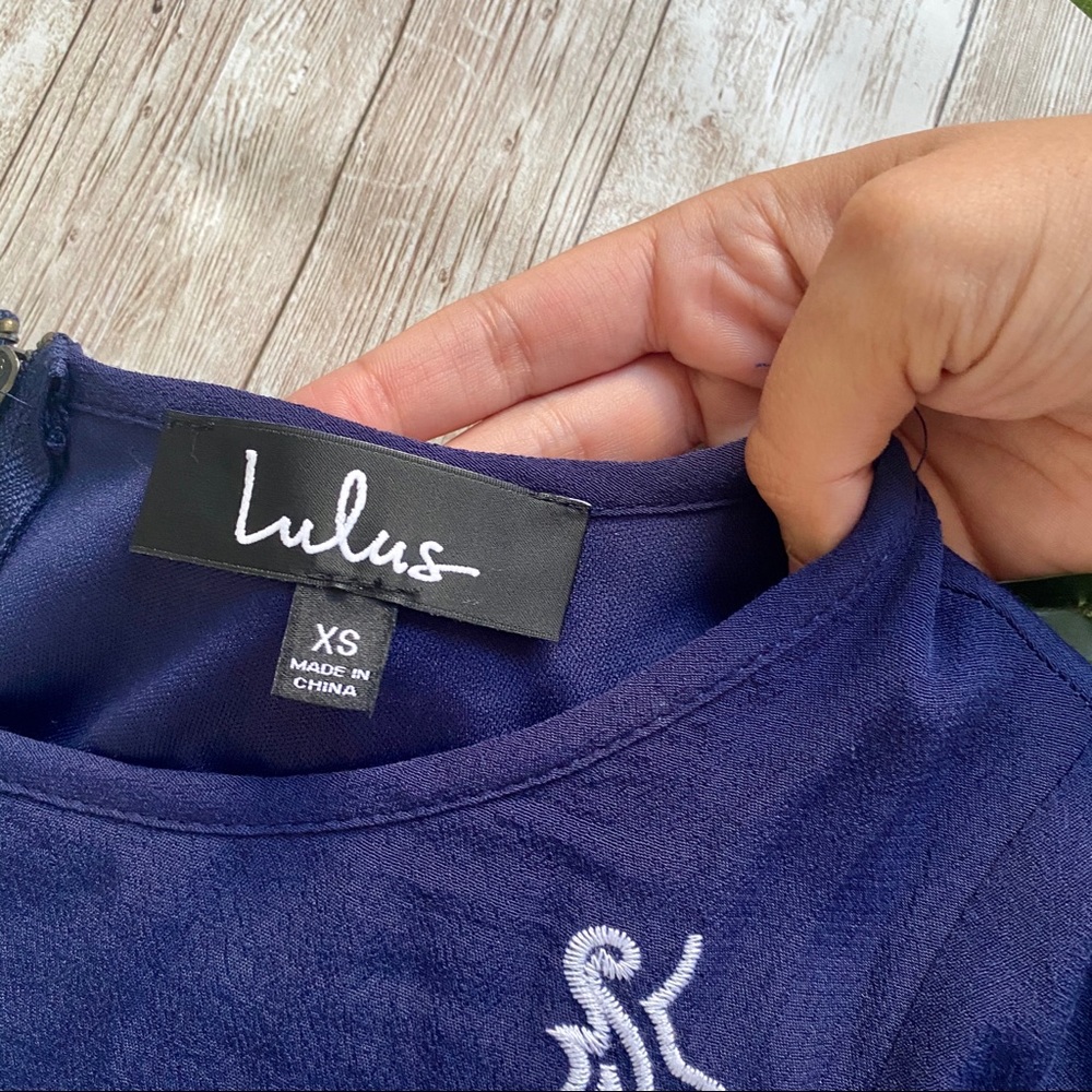 Lulu’s Navy Blue Embroidered Dress - Picture 3 of 7